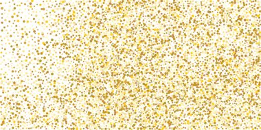 Beyaz arka planda altın yaldızlı konfeti. Parlak parçacıkların yansıması. Dekoratif unsur. Tasarım elementi. Vektör illüstrasyonu, EPS 10. 