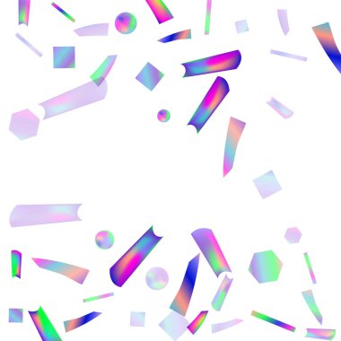 Hologram Konfeti. Her amaç için harika bir tasarım. Banner şablonu. Bulanık arkaplan. Bulanık konsept. Renkli alan arkaplanı. Tatil, doğum günü.