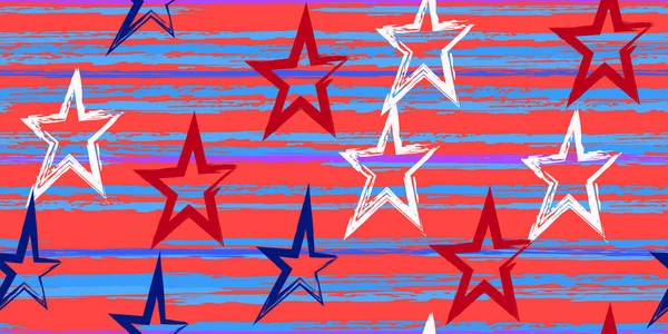 Grunge Csíkok Festett Csillagokkal Egyszerűség Divat Akvarell Csíkos Design Kézzel — Stock Vector