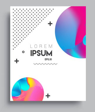 Cover design template with liquid color, arrangement of abstract lines and style graphic geometric elements. Applicable for placards, brochures, posters, covers and banners. Vector Design