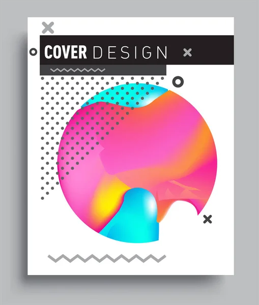 Cover Design Template Liquid Color Arrangement Abstract Lines Style Graphic — Stok Vektör