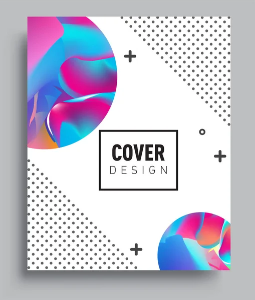 Cover Design Vorlage Mit Flüssiger Farbe Anordnung Abstrakter Linien Und — Stockvektor