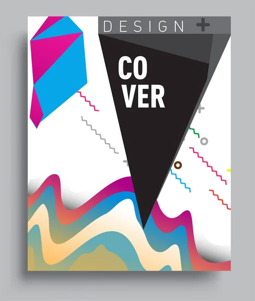 Cover Design Template Liquid Color Arrangement Abstract Lines Style Graphic — Vector de stock