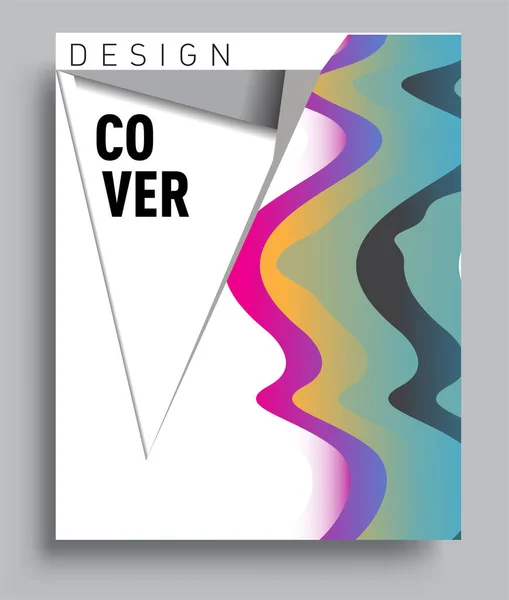 Cover Design Template Liquid Color Arrangement Abstract Lines Style Graphic — Stock vektor