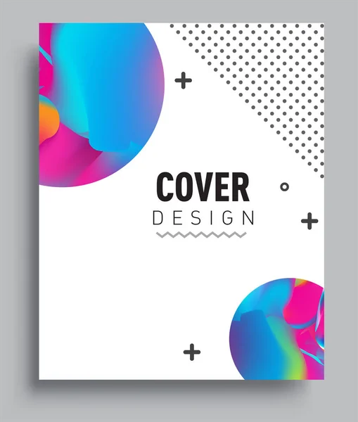 Cover Design Vorlage Mit Flüssiger Farbe Anordnung Abstrakter Linien Und — Stockvektor