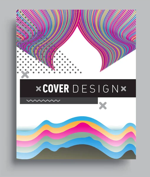 Cover Design Template Liquid Color Arrangement Abstract Lines Style Graphic — Stock vektor