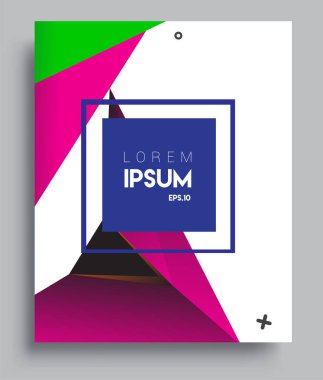 Üçgen şekilli kapak tasarımı şablonu, soyut çizgilerin düzenlenmesi ve stil grafik geometrik elementler. Pankartlar, broşürler, posterler, kapaklar ve afişler için kullanılabilir. Vektör Tasarımı
