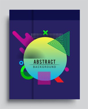 Soyut geometrik şablon tasarımı ve arka plan. Modern tasarım için vektör şablonları, kapak, şablon, dekore edilmiş, broşür.