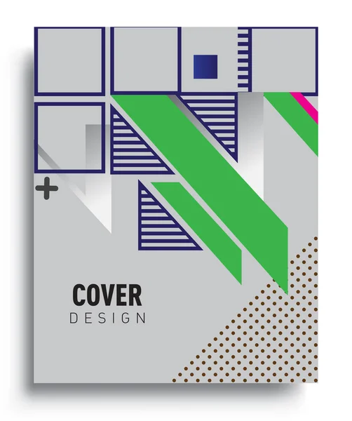 Cover Design Vorlage Mit Geometrischen Objekt Anordnung Von Abstrakten Linien — Stockvektor