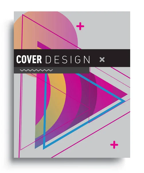Cover Design Template Geometric Object Arrangement Abstract Lines Style Graphic — Vetor de Stock