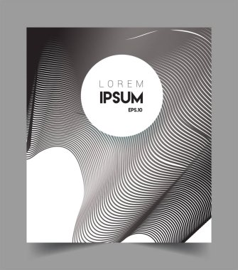 İş broşürü kapağı tasarımı için soyut geometrik çizgi desenli arka plan. Siyah ve beyaz, pankartlar, broşürler, posterler, kapaklar ve afişler için kullanılabilir. Vektör Tasarımı