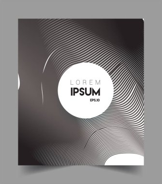 İş broşürü kapağı tasarımı için soyut geometrik çizgi desenli arka plan. Siyah ve beyaz, pankartlar, broşürler, posterler, kapaklar ve afişler için kullanılabilir. Vektör Tasarımı