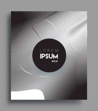 İş broşürü kapağı tasarımı için soyut geometrik çizgi desenli arka plan. Siyah ve beyaz, pankartlar, broşürler, posterler, kapaklar ve afişler için kullanılabilir. Vektör Tasarımı