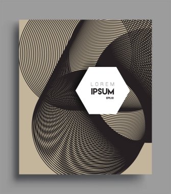 İş broşürü kapağı tasarımı için soyut geometrik çizgi desenli arka plan. Siyah ve beyaz, pankartlar, broşürler, posterler, kapaklar ve afişler için kullanılabilir. Vektör Tasarımı