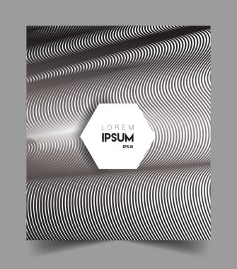 İş broşürü kapağı tasarımı için soyut geometrik çizgi desenli arka plan. Siyah ve beyaz, pankartlar, broşürler, posterler, kapaklar ve afişler için kullanılabilir. Vektör Tasarımı