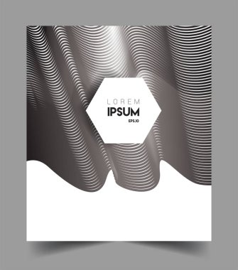 İş broşürü kapağı tasarımı için soyut geometrik çizgi desenli arka plan. Siyah ve beyaz, pankartlar, broşürler, posterler, kapaklar ve afişler için kullanılabilir. Vektör Tasarımı