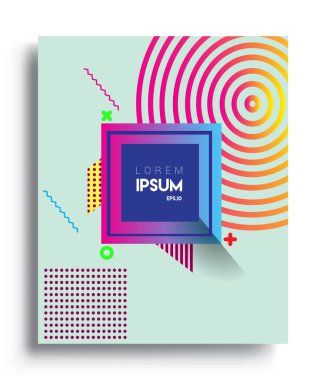 Minimalistic design, creative concept Abstract geometric design, Memphis pattern and colorful background. Applicable for placards, brochures, posters, covers and banners.