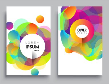 Modern soyut kapaklar seti. Cool gradient şekilleri bileşimi, vektör tasarımı kapsar.