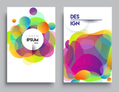 Modern soyut kapaklar seti. Cool gradient şekilleri bileşimi, vektör tasarımı kapsar.