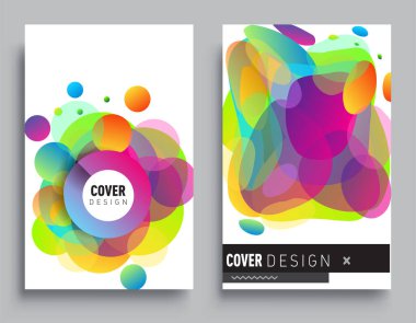 Modern soyut kapaklar seti. Cool gradient şekilleri bileşimi, vektör tasarımı kapsar.