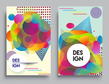 Modern soyut kapaklar seti. Cool gradient şekilleri bileşimi, vektör tasarımı kapsar.