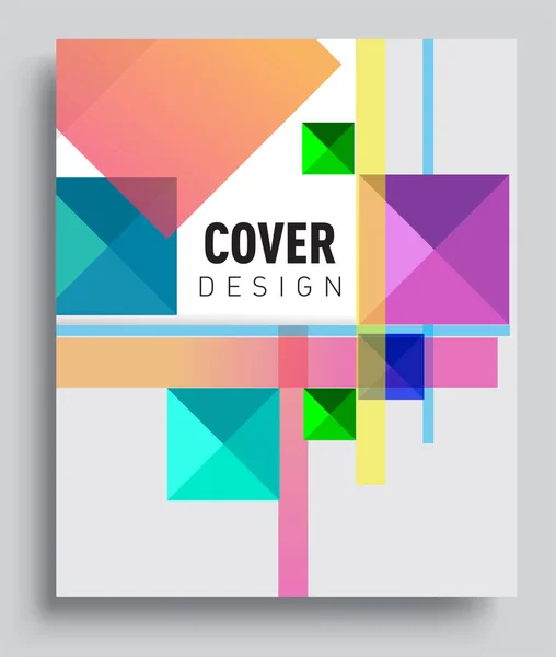 Cover Design Vorlage Mit Geometrischen Objekt Anordnung Von Abstrakten Linien — Stockvektor