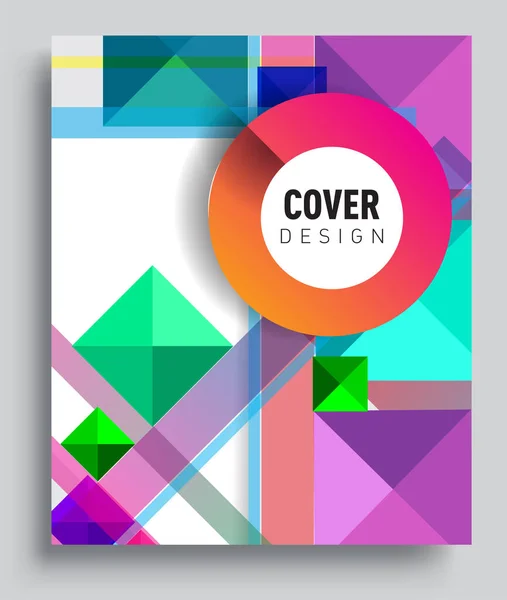 Cover Design Template Geometric Object Arrangement Abstract Lines Style Graphic — Stock vektor