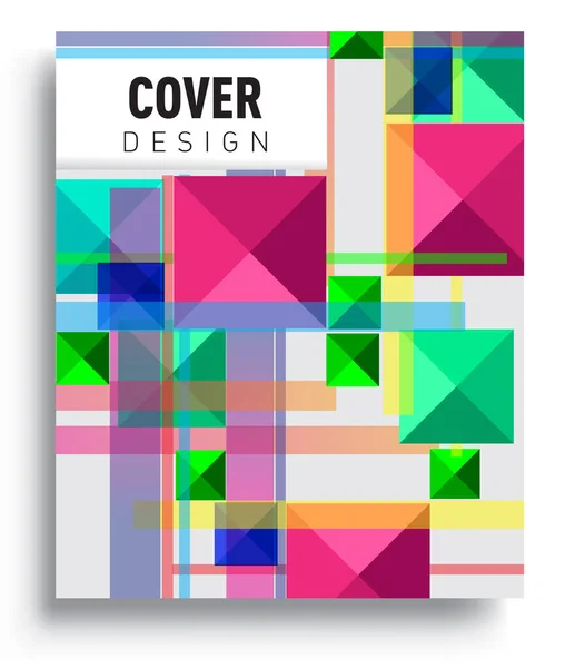 Cover Design Vorlage Mit Geometrischen Objekt Anordnung Von Abstrakten Linien — Stockvektor