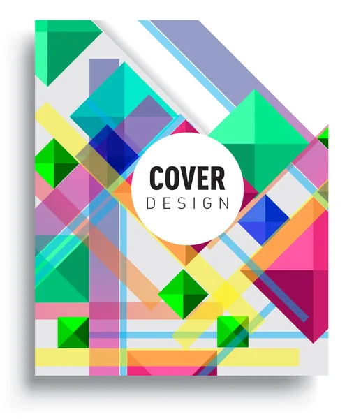 Cover Design Vorlage Mit Geometrischen Objekt Anordnung Von Abstrakten Linien — Stockvektor