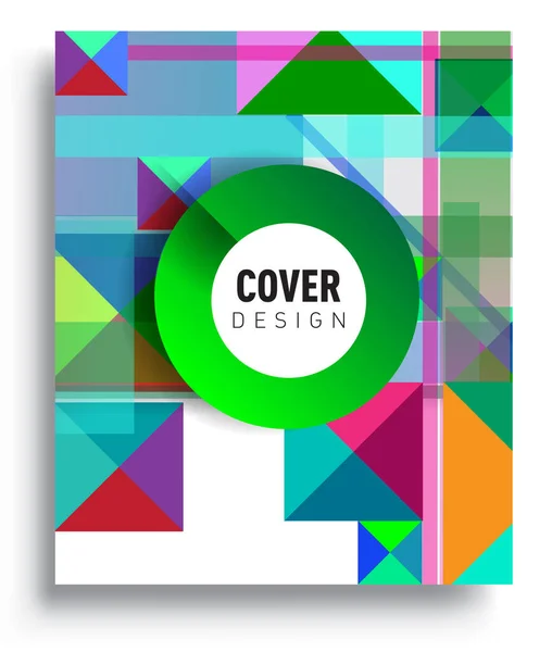 Cover Design Vorlage Mit Geometrischen Objekt Anordnung Von Abstrakten Linien — Stockvektor