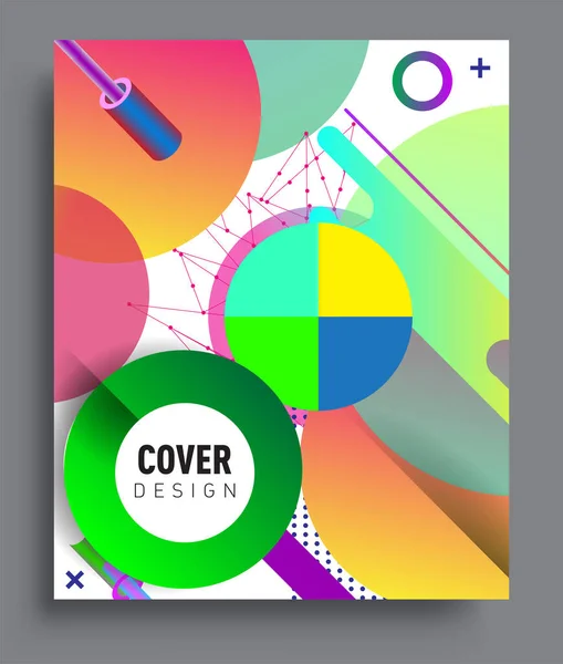 Minimalistic Design Creative Concept Abstract Geometric Design Memphis Pattern Colorful — ストックベクタ