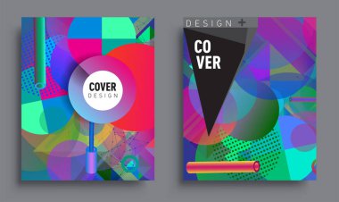 Minimalistic design sets, creative concept Abstract geometric design, Memphis pattern and colorful background. Applicable for placards, brochures, posters, covers and banners.