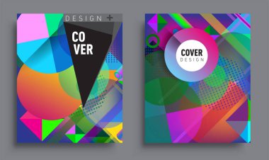 Minimalistic design sets, creative concept Abstract geometric design, Memphis pattern and colorful background. Applicable for placards, brochures, posters, covers and banners.