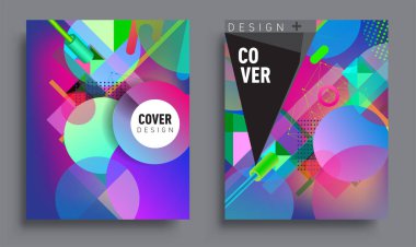 Minimalistic design sets, creative concept Abstract geometric design, Memphis pattern and colorful background. Applicable for placards, brochures, posters, covers and banners.