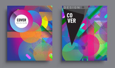 Minimalistic design sets, creative concept Abstract geometric design, Memphis pattern and colorful background. Applicable for placards, brochures, posters, covers and banners.