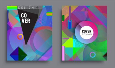 Minimalistic design sets, creative concept Abstract geometric design, Memphis pattern and colorful background. Applicable for placards, brochures, posters, covers and banners.