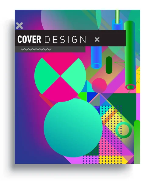 Minimalistic Design Creative Concept Abstract Geometric Design Memphis Pattern Colorful — Stock vektor