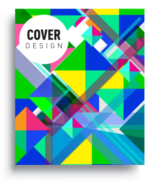 Cover Design Template Geometric Object Arrangement Abstract Lines Style Graphic — Stock Vector