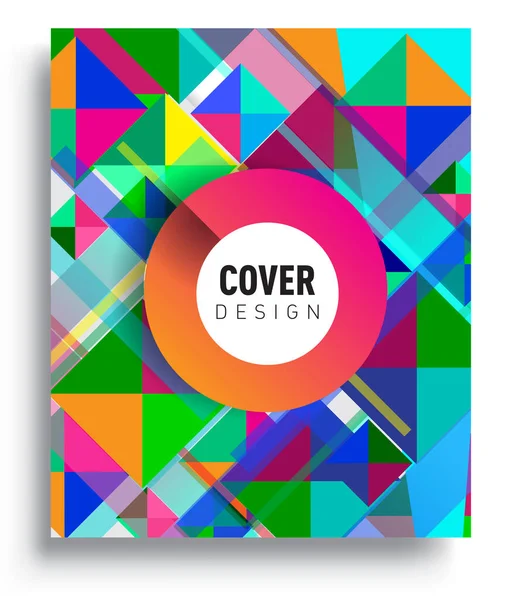 Cover Design Vorlage Mit Geometrischen Objekt Anordnung Von Abstrakten Linien — Stockvektor