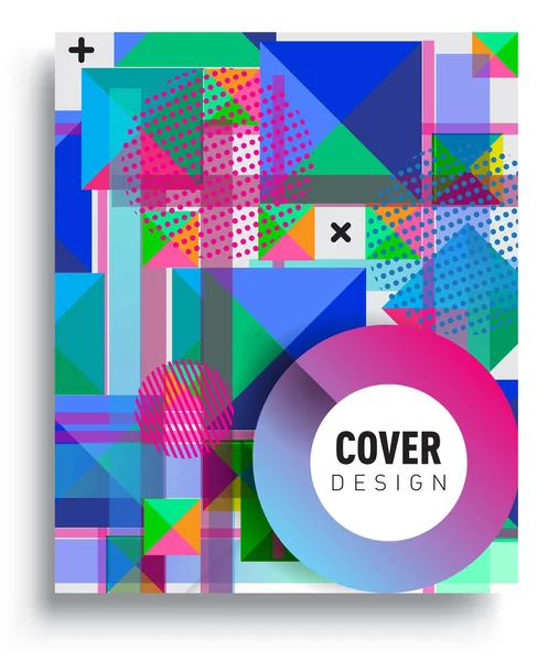 Cover Design Template Geometric Object Arrangement Abstract Lines Style Graphic — Stock Vector
