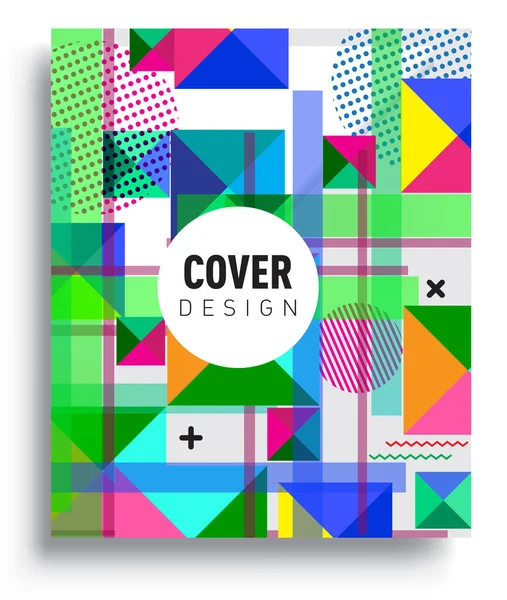 Cover Design Vorlage Mit Geometrischen Objekt Anordnung Von Abstrakten Linien — Stockvektor