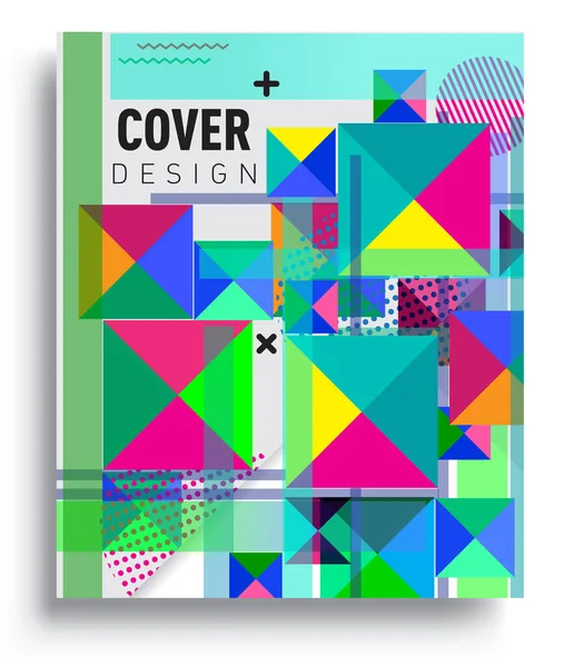 Cover Design Vorlage Mit Geometrischen Objekt Anordnung Von Abstrakten Linien — Stockvektor