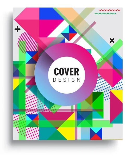 Cover Design Vorlage Mit Geometrischen Objekt Anordnung Von Abstrakten Linien — Stockvektor