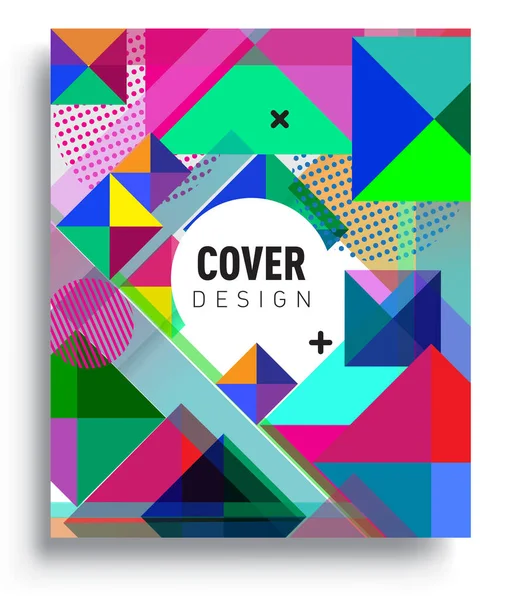 Cover Design Vorlage Mit Geometrischen Objekt Anordnung Von Abstrakten Linien — Stockvektor