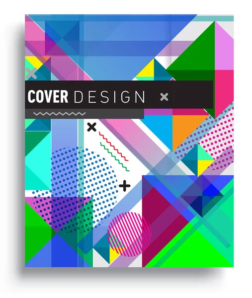 Cover Design Template Geometric Object Arrangement Abstract Lines Style Graphic — Archivo Imágenes Vectoriales