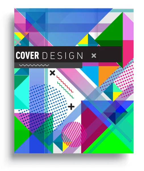 Cover Design Vorlage Mit Geometrischen Objekt Anordnung Von Abstrakten Linien — Stockvektor