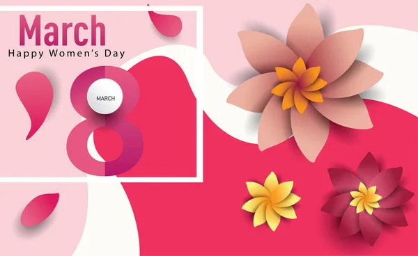 Journée Femme Mars Lettrage Texte Sur Fond Motif Fleurs Pour — Image vectorielle