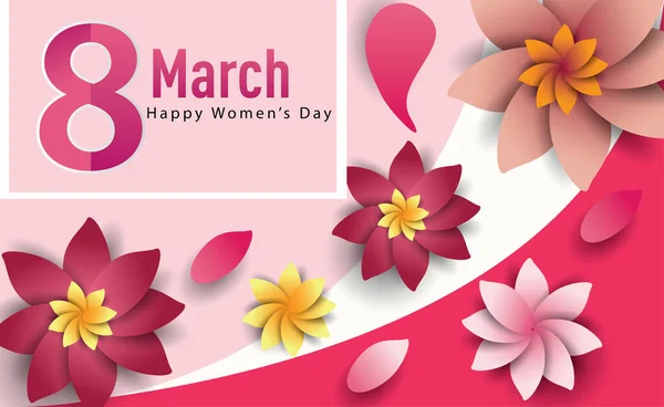 Women Day March Text Lettering Flowers Pattern Background Greeting Card — Stock Vector