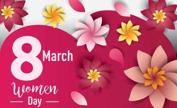 3月8日妇女日短信在花纹背景下为贺卡 妇女日庆祝活动 — 图库矢量图片