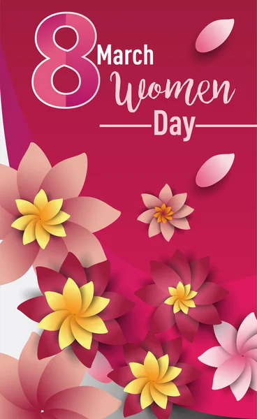 Women Day Mars Text Bokstäver Blommor Mönster Bakgrund För Gratulationskort — Stock vektor